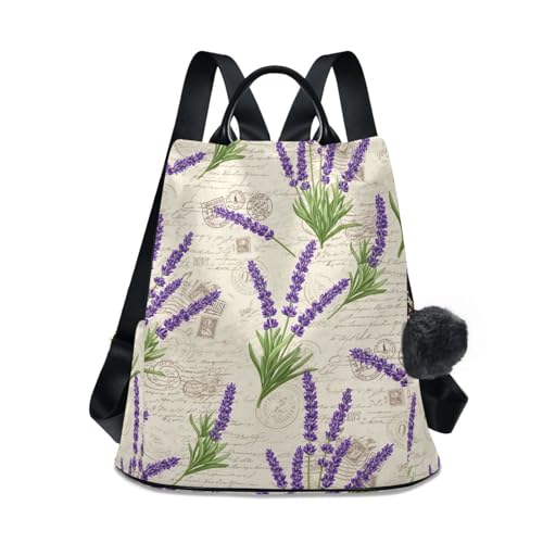 Sac à dos beige femme imprimé anti-vol de 17 L avec multi-poches