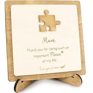 Birthday Gifts for Mom, Mom Gifts on Moms Birthday, Mothers Day, Christmas, Thanksgiving Day- Puzzle Wooden Plaque for Mom – Thoughtful Mothers Day Gift Ideas from daughter son.