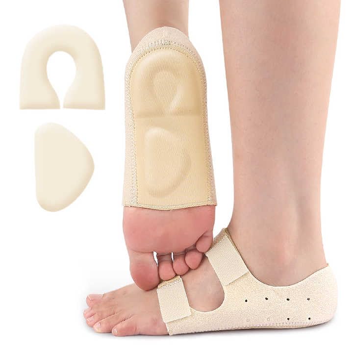 Image of Plantar Fasciitis Gel Heel Protectors Velcro Heel Pad for Women Men Heels Inserts Pads for Achilles Tendinitis, Flat Foot Support,Arch Support Soft Shock Absorption for Rehabilitation, Orthotic Insole (Skin, L (40-45)