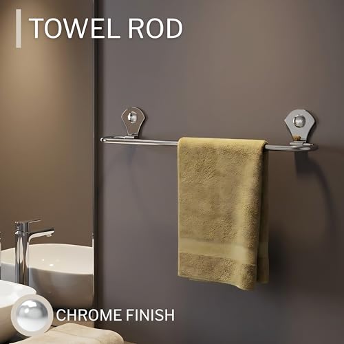 Image of GLOXY Premium Stainless Steel Bathroom Accessories Set Combo Pack of 5 Includes Folding Towel Rack, Toothbrush /Tumbler Holder, Towel Ring /Napkin Holder, Towel Rod /Bars and Soap Holder /Dish