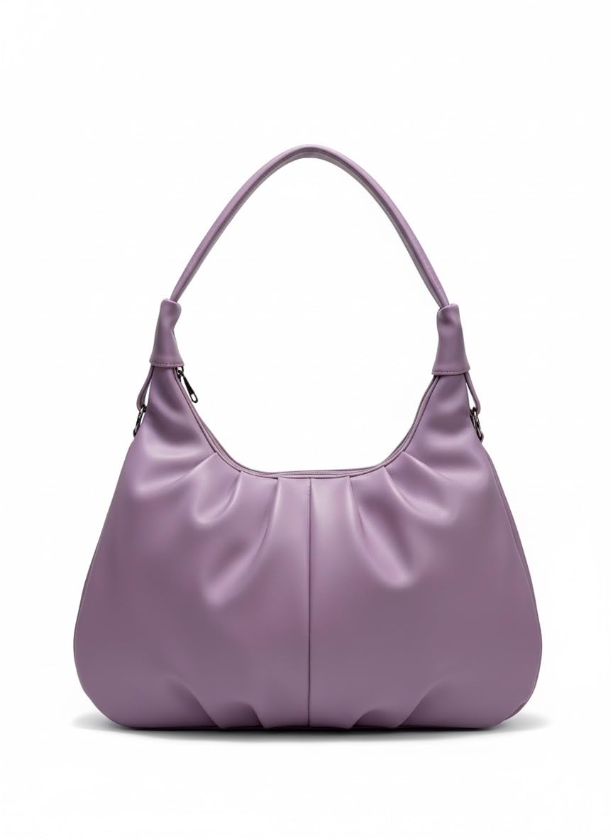 De Elmore Elegant Lavender Pleated Shoulder Bag for Women – Stylish PU Leather Hobo Handbag - Review, Price and Buying Guide