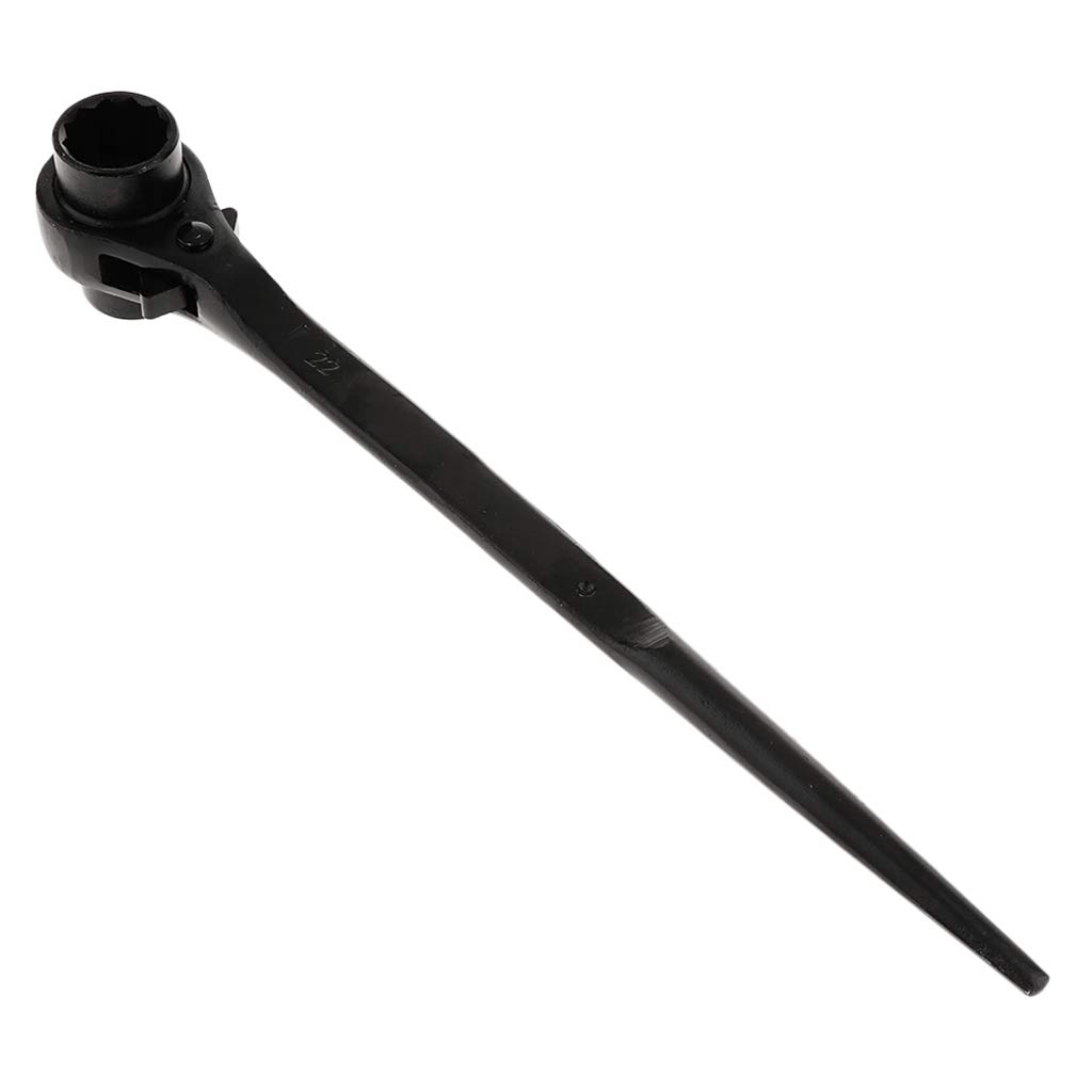 TOP-VIGOR 12 Point Ratchet Podger Spanner Steel Erect Scaffold Wrench Double Socket 22-24mm, Black - Image 2