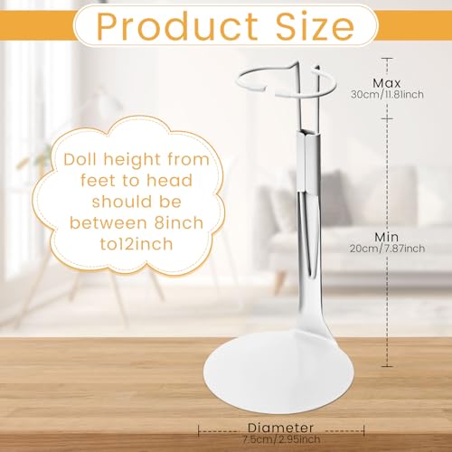Image of Reallnaive 12 Pcs Adjustable Doll Stands for 12 Inch to 18 Inch Dolls Display Stand with Expandable Waist Wire Action Figure Display(White)