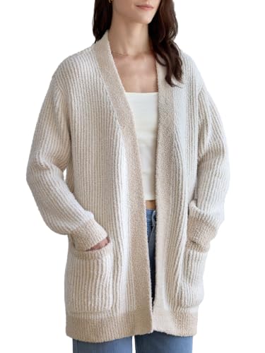 Image of Snuggle Sac Cardigan Sweaters for Women with Pocket Trendy Casual Long Sleeve Tops Open Front Fall Winter Coats