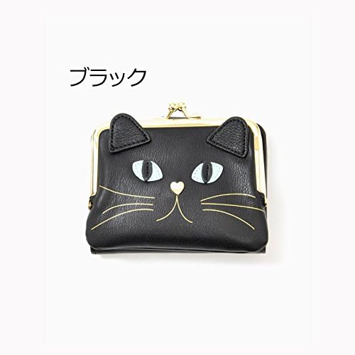 Amazon 猫のジョセフィーヌ がま口財布 がま口 がま口 財布 がまぐち ガマグチ レディース 口金 フェイクレザー 二つ折り財布 アンティーク 財布 F ブラック Sharero Select 財布