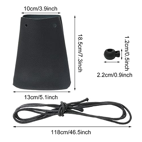 Yueton Litchi Stria Drawstring Soft PU Leather Fashion Shoulder Bag Neck Bag Cellphone Case Cover Pouch, Coin Wallet Hand Purse, Carry Gadget Bag (Black)2