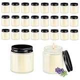 ACITHGL 24 Pcs 4oz Mini Mason Jar Candles Small Lavender Scented Candles Bulk Aromatherapy Ideal Souvenir Favors for Wedding Birthday Party (Black, 24)