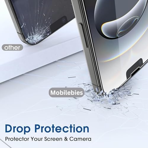 Image of Mobilebies Premium Tempered Glass Screen Protector Guard For iPhone 16e (6.1 Inch, Pack of 1) | Edge to Edge Coverage With Easy to installation kit