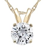 Pompeii3 14k Yellow Gold 1/2 Ct Diamond Round-Cut Solitaire Pendant Women's Necklace