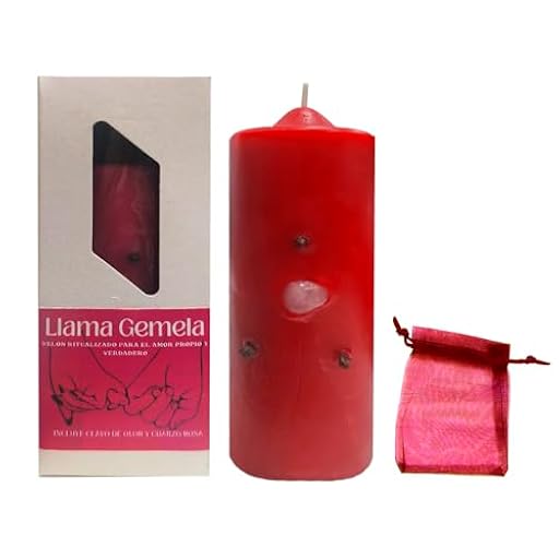 Velón Ritualizado Llama Gemela – Amor Propio y Amor Verdadero | Con Cuarzo Rosa y Clavo de Olor Incluidos | Velón Esotérico Rojo para Rituales de Atracción y Autoestima | Ya disponible en tu tienda friki favorita! En mundofriki.es!