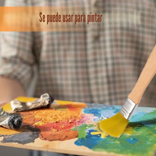 Miniatura 4 de Juego De 50 Pinceles De Cerdas, Juego De Pinceles Planos, Mango De Madera, 13,5 Cm, Pequeños Juegos De Pinceles, Pinceles De Pintura Para Barnices, Suministros De Pintura, Pintura, Arte Y Ventanas