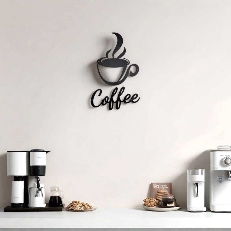 Miniatura 4 de Aimto Decoración de pared metálica de café, cafetería, oficina, cocina (10 pulgadas, negro, juego de 2)
