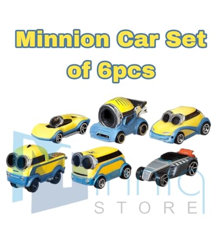 Image of Exclusive Collection Minnions Car Play Set of 6 pcs Toy Vehichals Play Set Metal Die Cast Mini Racers Cars for Kids (Minnions Car Set 6 Pcs)