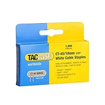 دبابيس كابل TACWISE CT45 مقاس 3/8 بوصة بلمسة نهائية بيضاء، 5 عبوات تحتوي كل منها على 1000 دبوس 0353، فولاذ