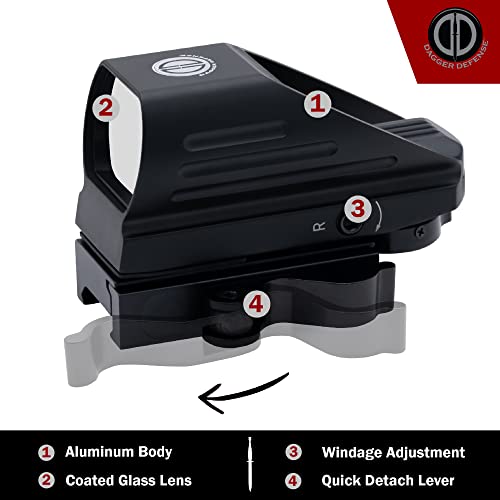 Dagger Defense -Combat Vet Owned Company- Ddhq Red Dot Reflex Sight Scope With Quick Detach Mount- Reflex Sight Optic And Substitute For Holographic Red Dot Sights #TOP5