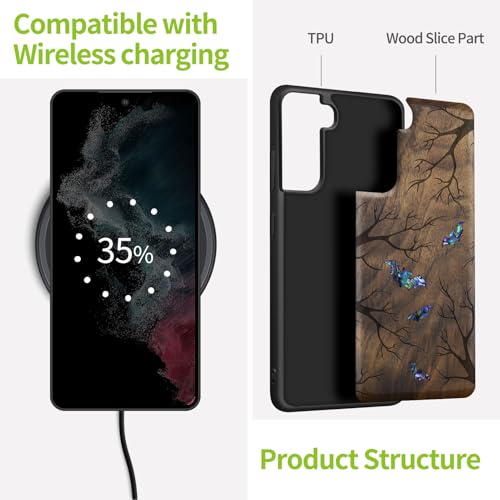 Coque Galaxy S22 Plus en bois de noyer sculpté main luxe unique