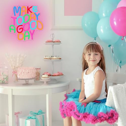 Image of Make Today A Good Day Neon Sign Colorful Letter Neon Light for Wall Decor Inspirational Words Led Neon Signs for Bedroom Calssroom Office Decoration