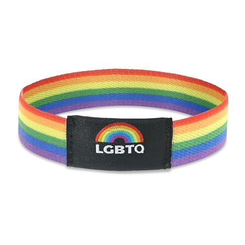 Made by Nami Regenbogen Armband Elastisch LGBTQ Armband Stoff Queer Gay Trans Pride Festival Schmuck (Schwarz)
