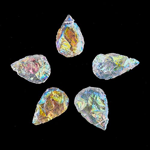 5Pcs Raw Angel Aura Quartz Pears Drilled Stone, Rough Crystals And Gemstone, Diy Jewelry Making Supplies, Chakra Energy Stone, Crystals And Healing Stones, Diy Gifts Art Crafts"Master Healer" #TOP2