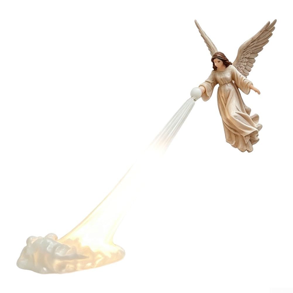 Estatua Ángel Flotante Haz de LED Resina Antivuelco para Estantería