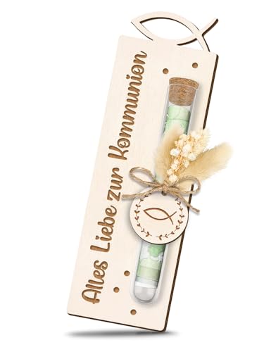 Kommunion Geschenke für Mädchen Junge, Geldgeschenk kommunion Verpackung mit Trockenblumen & Reagenzglas, Geschenke zur Erstkommunion, Kleine Kommunionsgeschenk