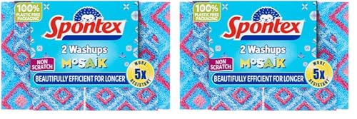 Spontex Washups Mosaik Non Scratch Sponge Scourer, Pack of 4