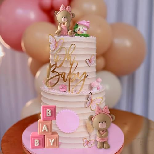 Bear Cake Toppers Balls Cake Decorations with BABY Letters for Baby Shower Gender Reveal Bear Themed Birthday Party Supplies (Girl) by HAVAGDTM - Image 4