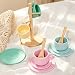 Imagen de MFMEXUL Juego de Cocina Infantil de Madera Set de Vajilla de Fantasía con Platos Tazas Platillos Cucharas y Tenedores Diseño Compacto para Manos Pequeñas Adecuado para Juego Social y Rincón de Juegos