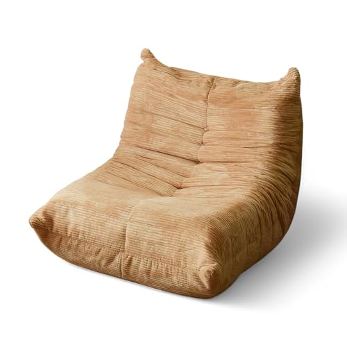 Cスタイル 圧縮 ソファ オレンジ色 布 生地 足なし 軽量 もこもこ コーデュロイ 一人用 一人掛け 1P シンプル リビングソファー かわいい 北欧 西海岸 TOGO タイプ sn-1028ORA