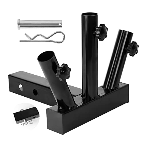 Hitch Mount 3 Flagpole Holder Trailer Hitch Flag Pole for 2 inches Receiver, LASZOLA Flag Hitch Mount Universal with Anti-Wobble Screws for Jeep SUV RV Pickup Truck Camper - Durable & Anti-Rust