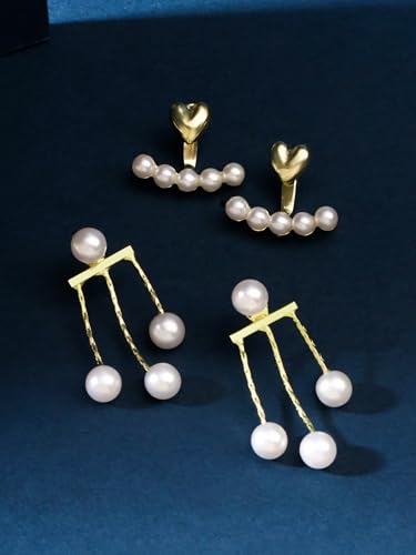 Image of Yellow Chimes Fashion Women Combo Earrings Set | 2 Pairs Korean Style White Earrings