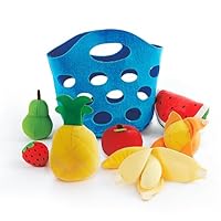 Hape Toddler Fruit Basket Toy – Soft Pretend Play Food Set for Kids 18M+ | Realistic Peelable Fruits, Fine Motor Skill Development & Imaginative Play | Easy Storage & Carry