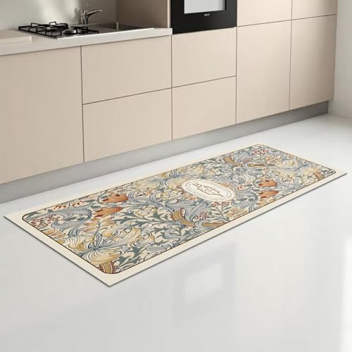Image of HomeCloud Rubber Kitchen Mats for Floor Set of 2 Pcs|Non-Skid, Soft Absorbent Rugs for Kitchen, Laundry, and Hallway|120x40cm, 40x60cm| 4mm Thickness (Beige Beauty)