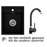 ✅ELEGANTE, hochqualitative Einbauspüle mit 1 Becken, ohne Abtropffläche, passt perfekt zu Unterschränken ab 40 cm, Außenmaße 400 x 500 mm, Tiefe des Hauptbeckens 180 mm und Küchenarmatur mit einem schwenkbaren Auslauf mit 360° -Radius, passung zur Montageöffnung 35mm (Marktstandard)