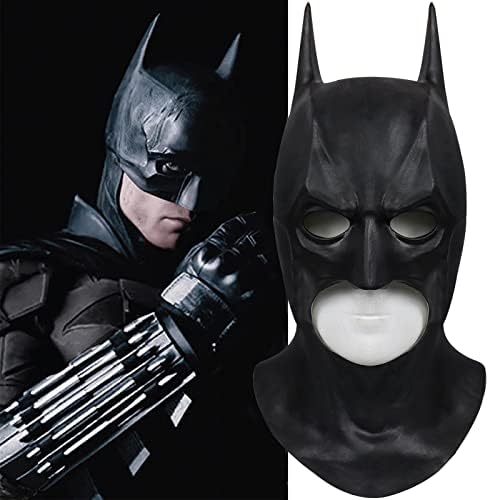 SINSEN Adult Bat Mask for Men Superheroe Bruce Wayne Full Mask Knight Cosplay Costume Prop for Halloween Party Dark