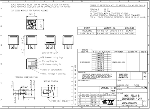Relay V23234-A0004-X051 For 0332209204, A0035459805 Rear Window Defogger Battery Disconnection Power Distribution Plug-In Five Pins 20A 24V #TOP5
