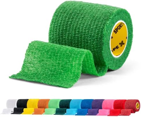 SPORTTAPE Self-Adhesive Football Sock Tape | 7.5cm x 4.5m - Black | Cohesive Bandage - Pet Bandage, Vet Wrap for Dogs, Horses | Compression Bandage, Shin Pad Tape, Football Ankle Tape - Single Roll