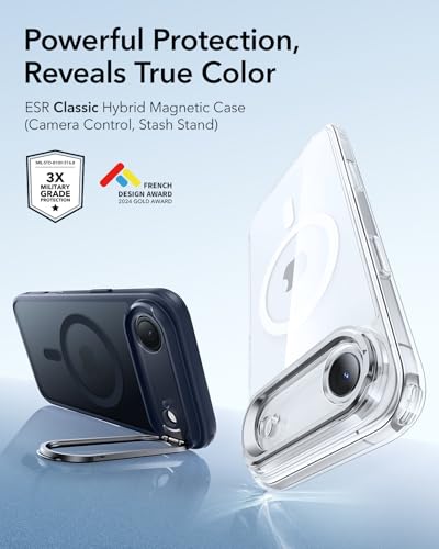 ESR Classic Hybrid Case for iPhone Air with Flex Stand, Frosted Blue — view 2