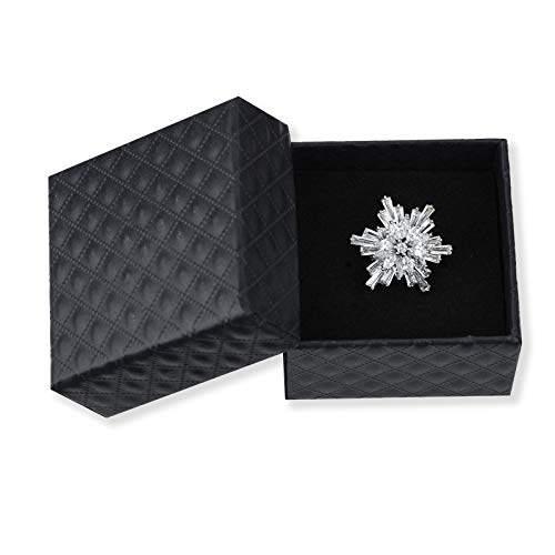 Image of Women's Cubic Zircon Snowflake Brooch Pins Elegant Clear Crystal Ice Flower Lapel Pin Breastpin