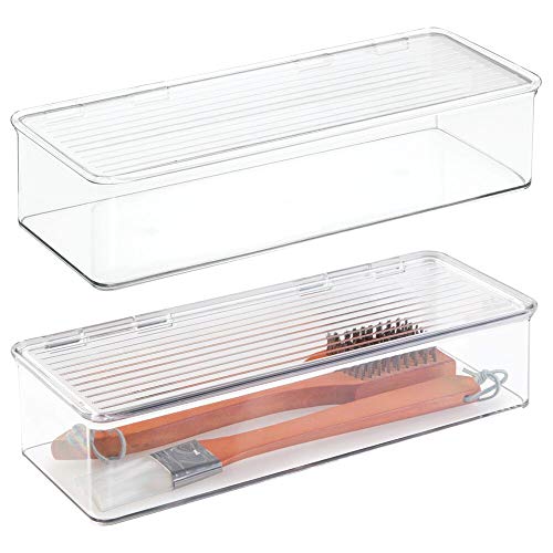 mDesign Stackable Box Kitchen Pantry Cabinet/Refrigerator Food Storage Container Box, Attached Lid - - //coolthings.us