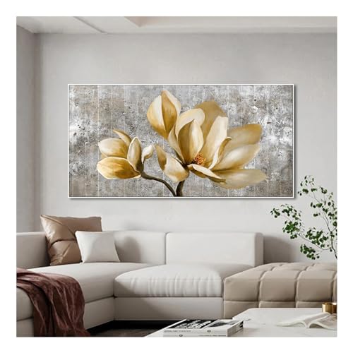 Peinture de fleur d'or abstraite sur toile moderne de 60x120 cm sans cadre pour salon