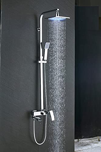 Robinet Douche LED Chrome Cay Solution Anti-Brûlure avec Ciel de Lit 12 Pouces