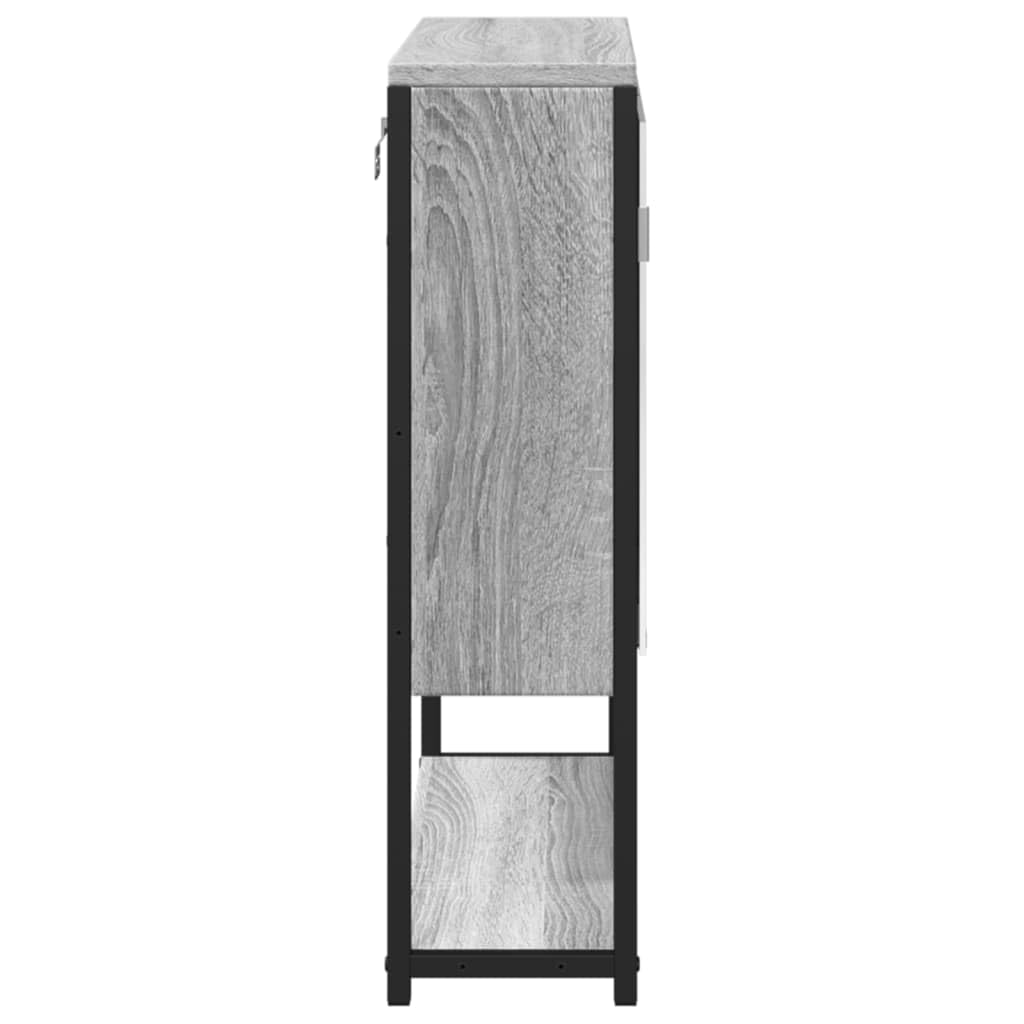 Badezimmer Spiegelschrank Grau 60x16x60 cm Holzwerkstoff mit Stauraum, Wandmontage für kleine Räume, klare Glas-Spiegelfläche für Make-up und Rasur