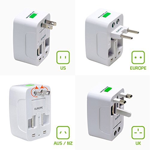 Portable Worldwide Universal Power Adapter All in One International Out of Country Travel Wall Charger Plug for Wall Plug Input in USA EU UK France Italy Australia India Outlets by Cellet