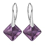 Pendientes Princess – Longitud de los pendientes 34 mm – Tamaño del cristal 16 mm – Plata de ley 925
