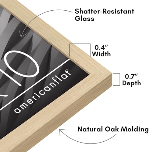 Americanflat 8x10 Picture Frame with Shatter-Resistant Glass - Streamline Collection - Thin Border Picture Frame for Tabletop and Wall Display - Hanging Hardware and Easel Stand Included - Natural Oak