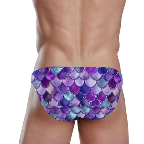 Men's Purple Lavender Mermaid Scale Swim Briefs Bikini Swimsuit S 202c14354