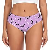 JHKKU Halloween Bats Moons Underwear for Women's comforts Panties Soft Breathable Hipster Bikini Briefs S