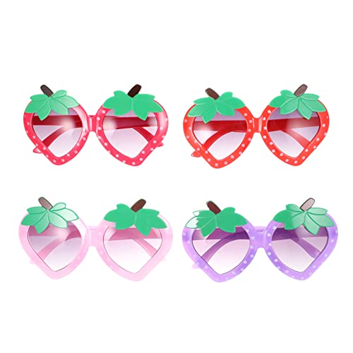 Toddler Strawberry Sunglasses - 4 Pairs Assorted Colors for Kids