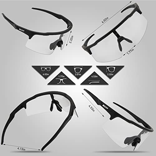 Scvcn Photochromic Cycling Glasses Mountain Bike Gasses Men Women Mtb Glasses Clear Bicycle Riding Glasses Biking Sunglasses Cycle Glasses Motorcycle Road Bike Cycling Sunglasses Tr90 Dark Gray #TOP6